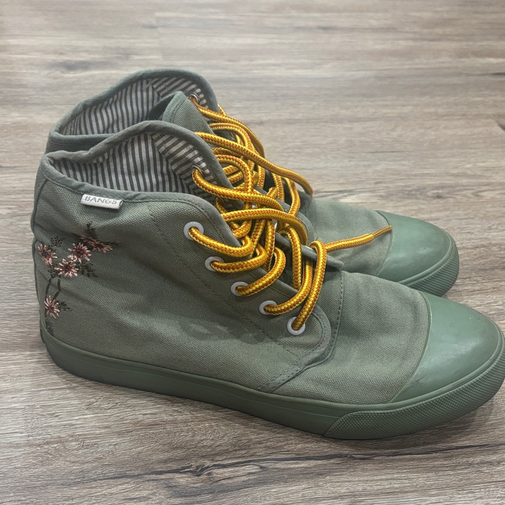 BANGS Green Floral High-Top Sneakers